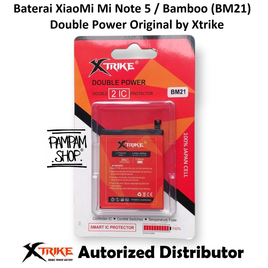 Baterai XTRIKE Double Power Original XiaoMi BM21 Mi Note 5 Pro Bamboo Batre Batrai Battery Handphone HP