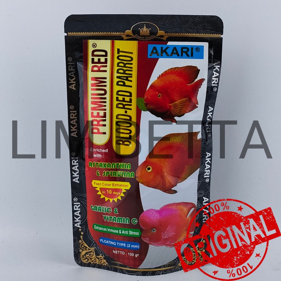 AKARI PREMIUM BLOD RED PARROT 100 GRAM / MAKANAN IKAN PARROT