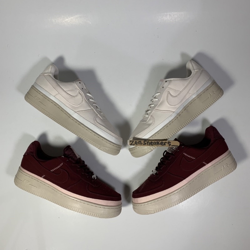 Nike Air Force 1 Low Nylon Night Maroon Swoosh Cream