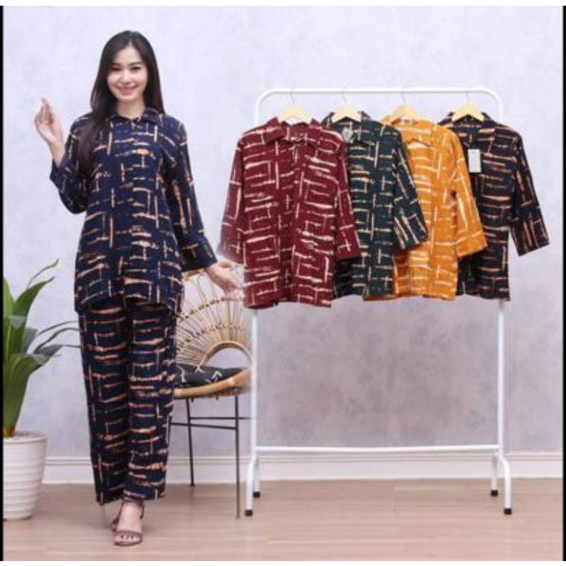 [BISA COD] Setelan Tie Dye One Set Rayon Lengan Panjang