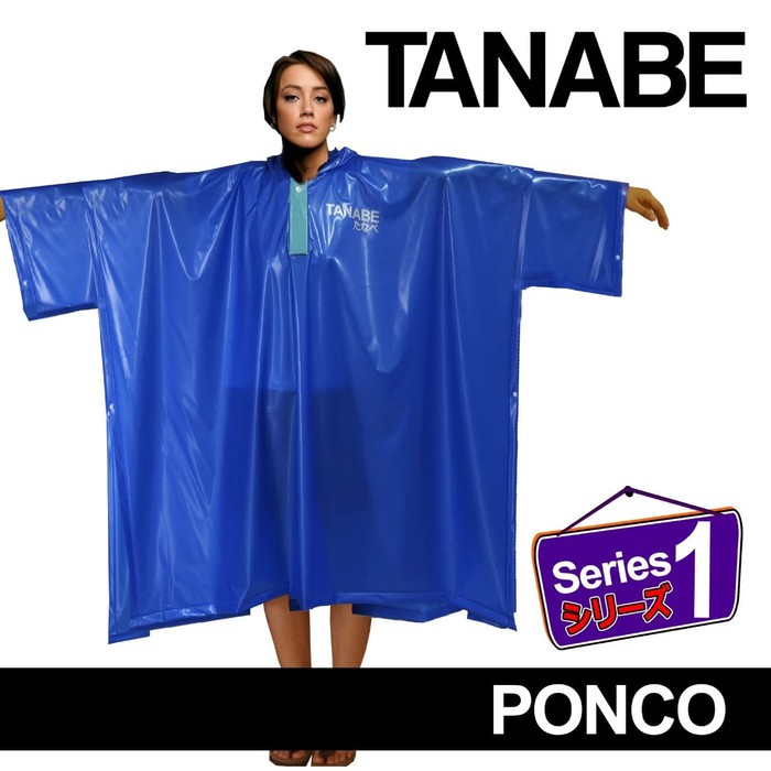 Jas Hujan Poncho Poncho Lengan Jubah Panjang PVC Anti Air Tanabe s1