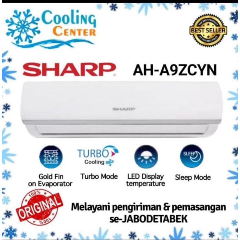 AC SHARP 1 pk AH - A 9 ZCY TURBO Harga Unit Only garansi 10 Tahun Freon r32