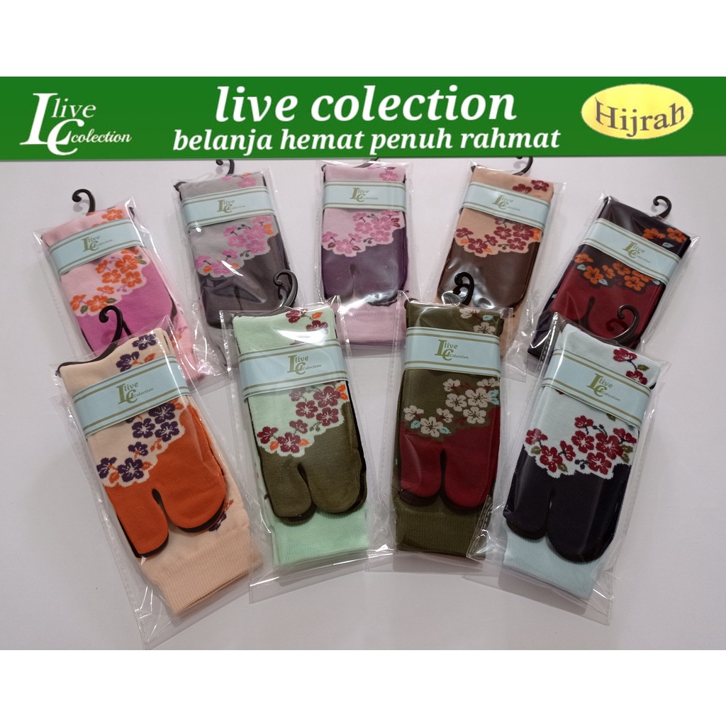 12 pasang kaos kaki jempol motif bunga sakura