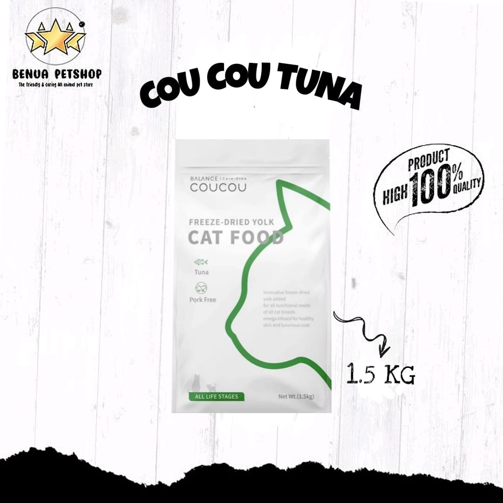 Makanan kucing kering CouCou Dry Food Cat Adult &amp; Kitten Freshpack 1.5kg