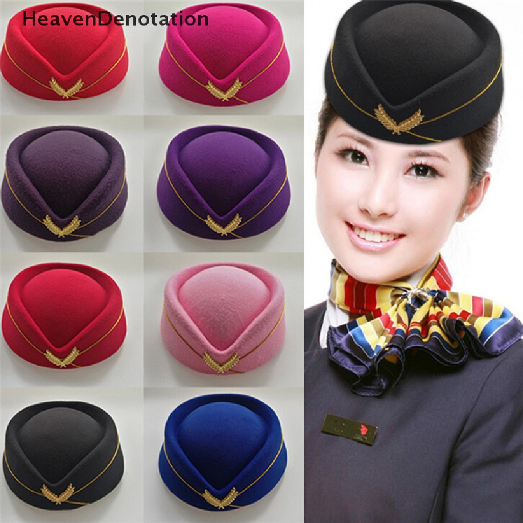 [HeavenDenotation] Cosplay Airline stewardess Cap Hat Wool Uniform Plane Fans Women Stage Perform