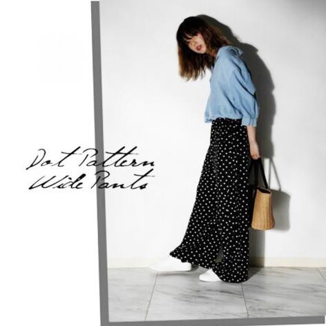  UNIQLO  Polkadot Wide Cullote Pants Celana  Kulot  Wanita 