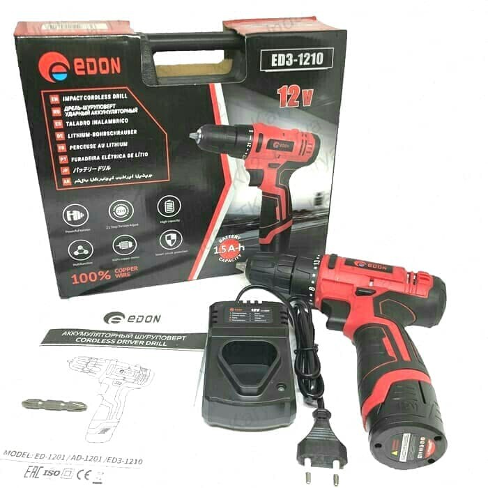 MURAH  Bor Cordless Edon ED3 1210 / Mesin Bor Baterai Edon 12V Cordless Drill Edon 12 V