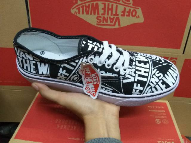 Sepatu Vans Authentic Motif Vans off The Wall Black White Hitam Putih Casual Sekolah Kuliah Kerja