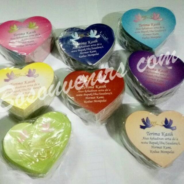 Souvenir kartu ucapan terima kasih bentuk love murah