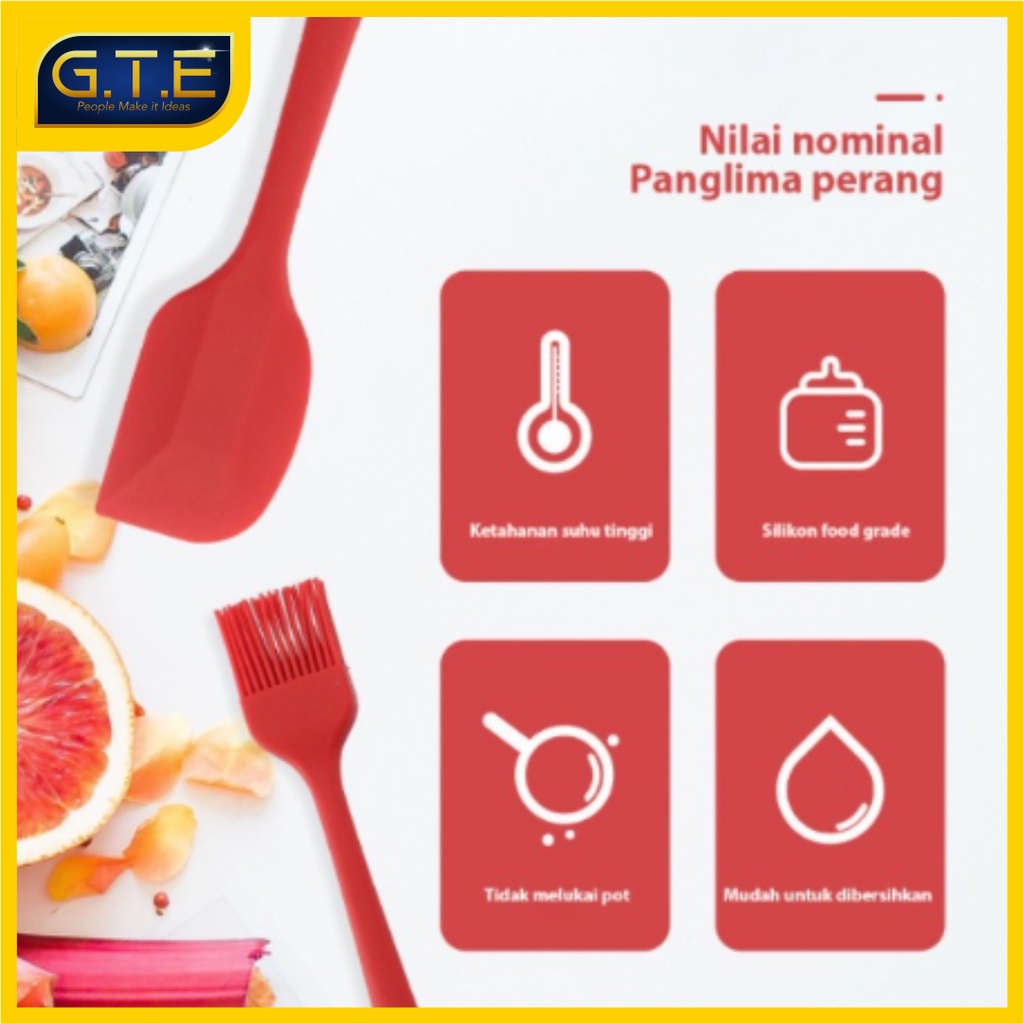 GTE | Set Alat Masak Silikon (Isi 5 pcs) / Spatula / Sutil Silikon Food Grade Tahan Panas | Baking Props Set 5in1