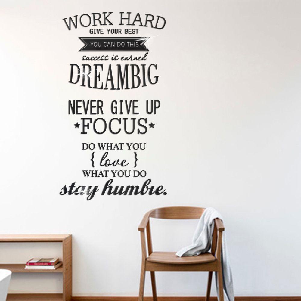 Stiker Dinding Motivasi Populer DIY Kamar Tidur Kantor Dekorasi Rumah Wall Art Sticker