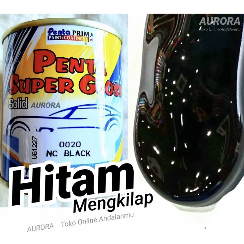 Cat Hitam Solid Penta super gloss Black Gloss mengkilap Solid Biasa standart cat mobil motor sepeda 
