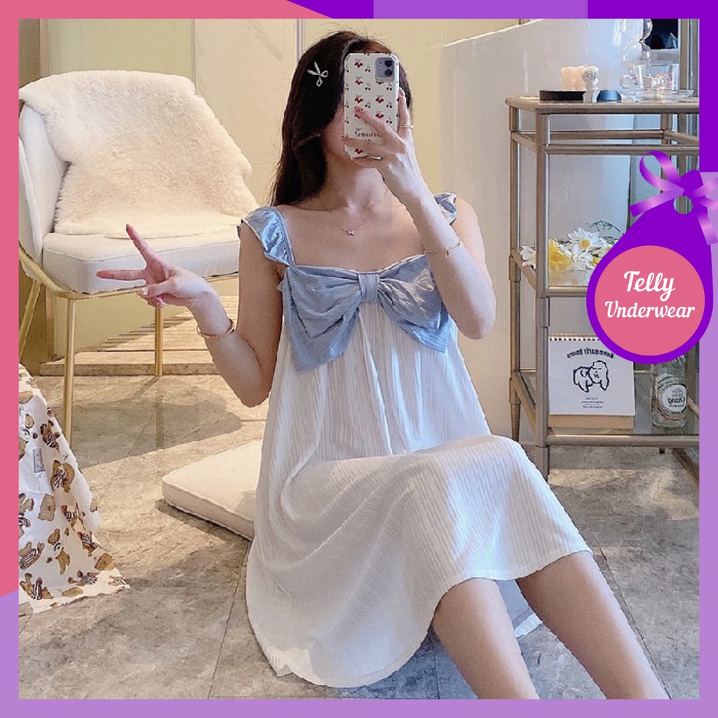 TELLY ➡️ 272 Baju Tidur Daster Gaun model Tanktop Pita Besar Import Korea High Quality