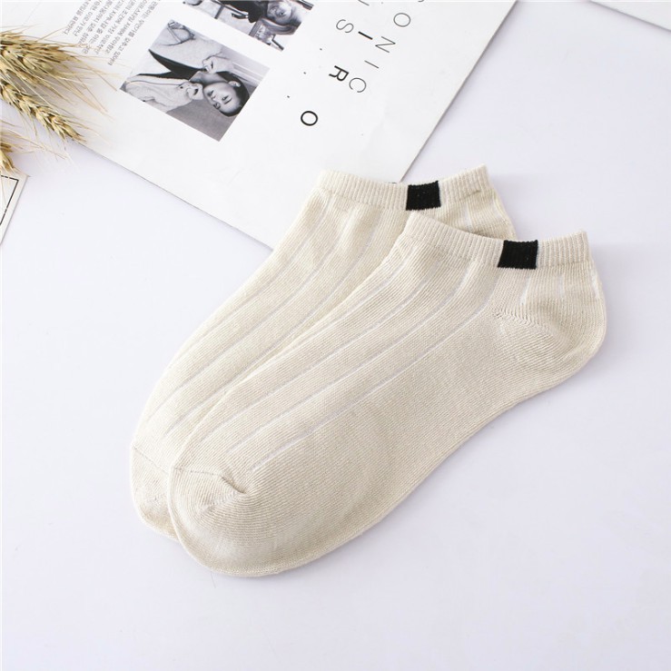 HaiWai COD Kaos Kaki Ankle Murah Semata Kaki Motif Garis Fashion Pria Wanita Import U16-WHITE