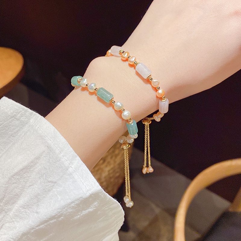 Gelang Mutiara Chalcedony Gaya Retro Untuk Wanita