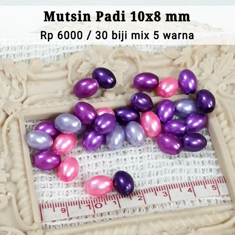 30 biji Mutsin Padi Mote Monte Manik-manik Mutiara Sintetis