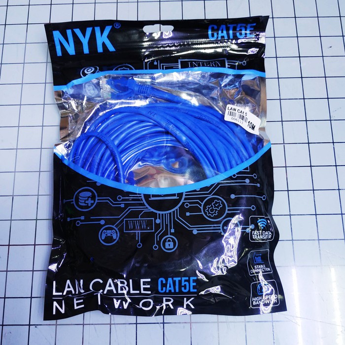 Kabel internet LAN UTP BIRU cat 5e siap pakai 10m 15m