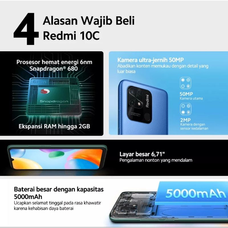 Xiaomi Redmi 10C 4/128 GB - Garansi Resmi Xiaomi Indonesia