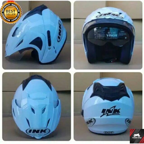 Helm ink Cx22 Jp8 half face T1 Double Visor putih Replika terbaru