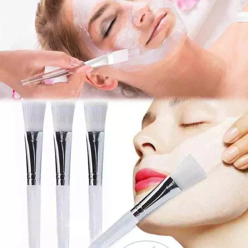 Brush Kuas Masker Gagang Putih / Kuas Masker  Elegan Halus Kuas Make Up Bulu Pink