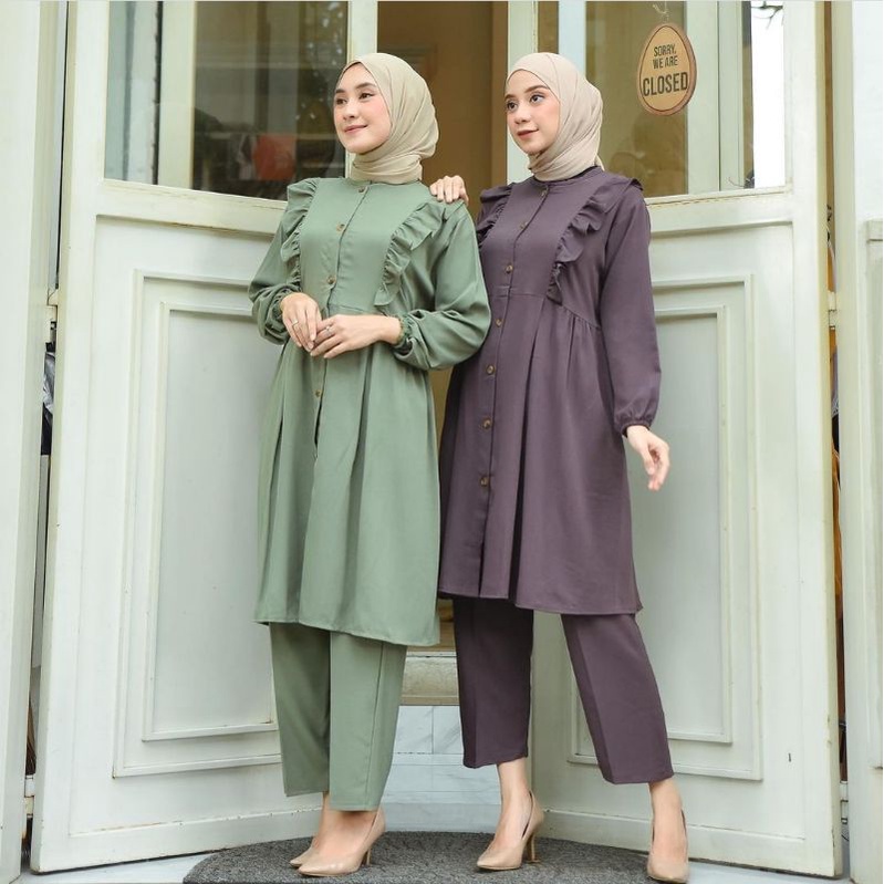 estiana tunik set model terbaru 2021 kekinian setelan wanita casual