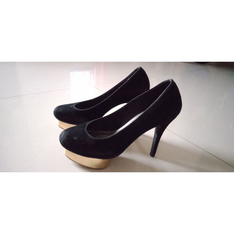 high heels hitam 12cm