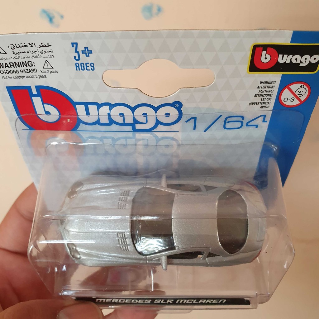 GRATIS Bburago diecast mobil Burago Mercedes SLR McLaren Silver skala 1:64