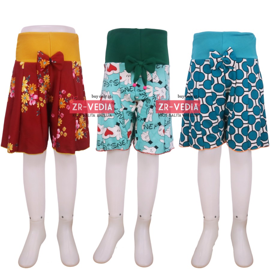 Rok Celana Motif Uk 4-5 Tahun / Rok Celana Bawahan Anak Perempuan Murah Motif Batik Salur Bunga Adem