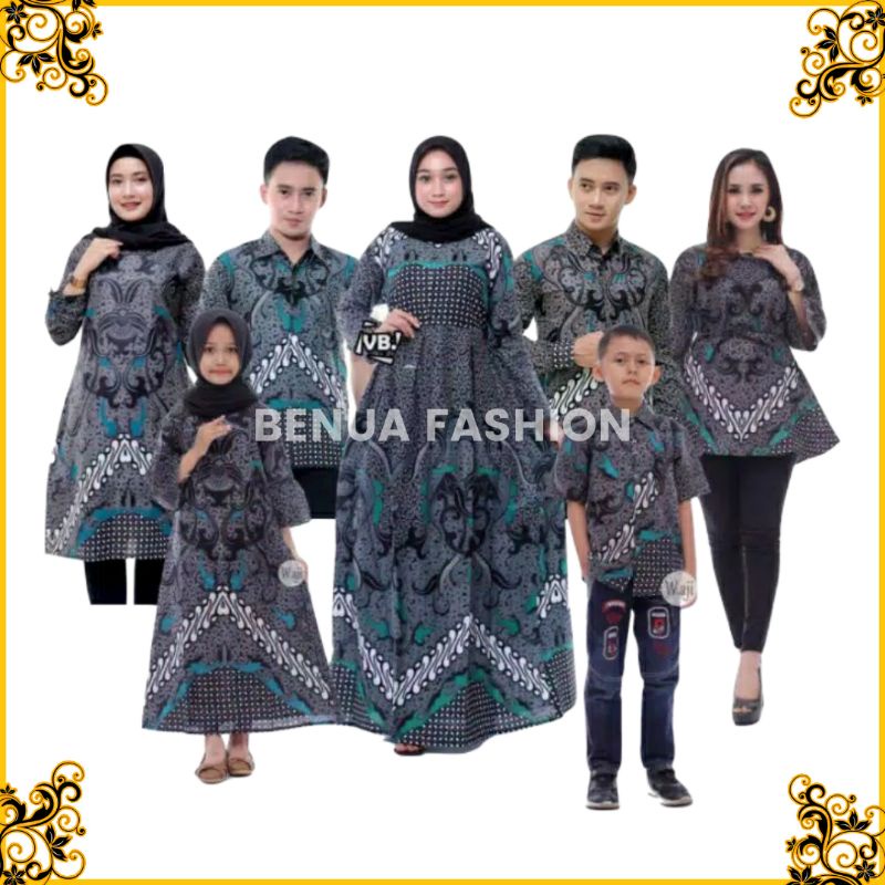 BAJU BATIK COUPLE KELUARGA MOTIF DIMENSI ABU / BATIK KONDANGAN TERBARU / BATIK KELUARGA SARIMBIT 202