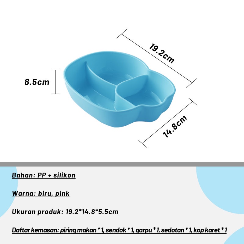 Letyeah &amp; Kaizenliving piring makan anak bayi anti selip / mangkuk makan anak lucu / peralatan makan anak bpa free