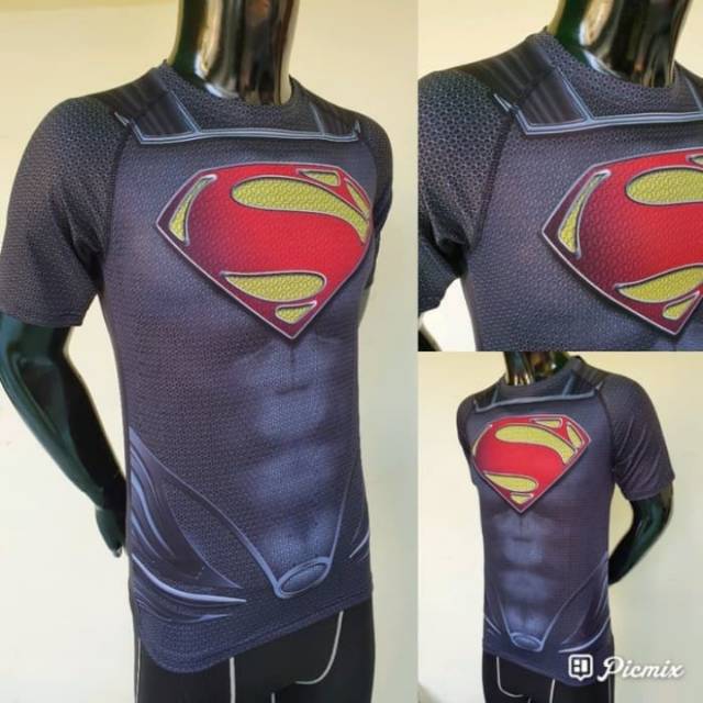 BEST SELLER KAOS BASELAYER SUPERMAN LOGO KUNING PREMIUM GYM / CYCLING