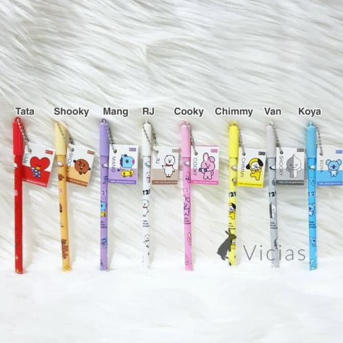 

PEN06- Pulpen Pena Gel + Buku Mini Import karakter BTS BT21 Cooky Tata - Pilih Karakter