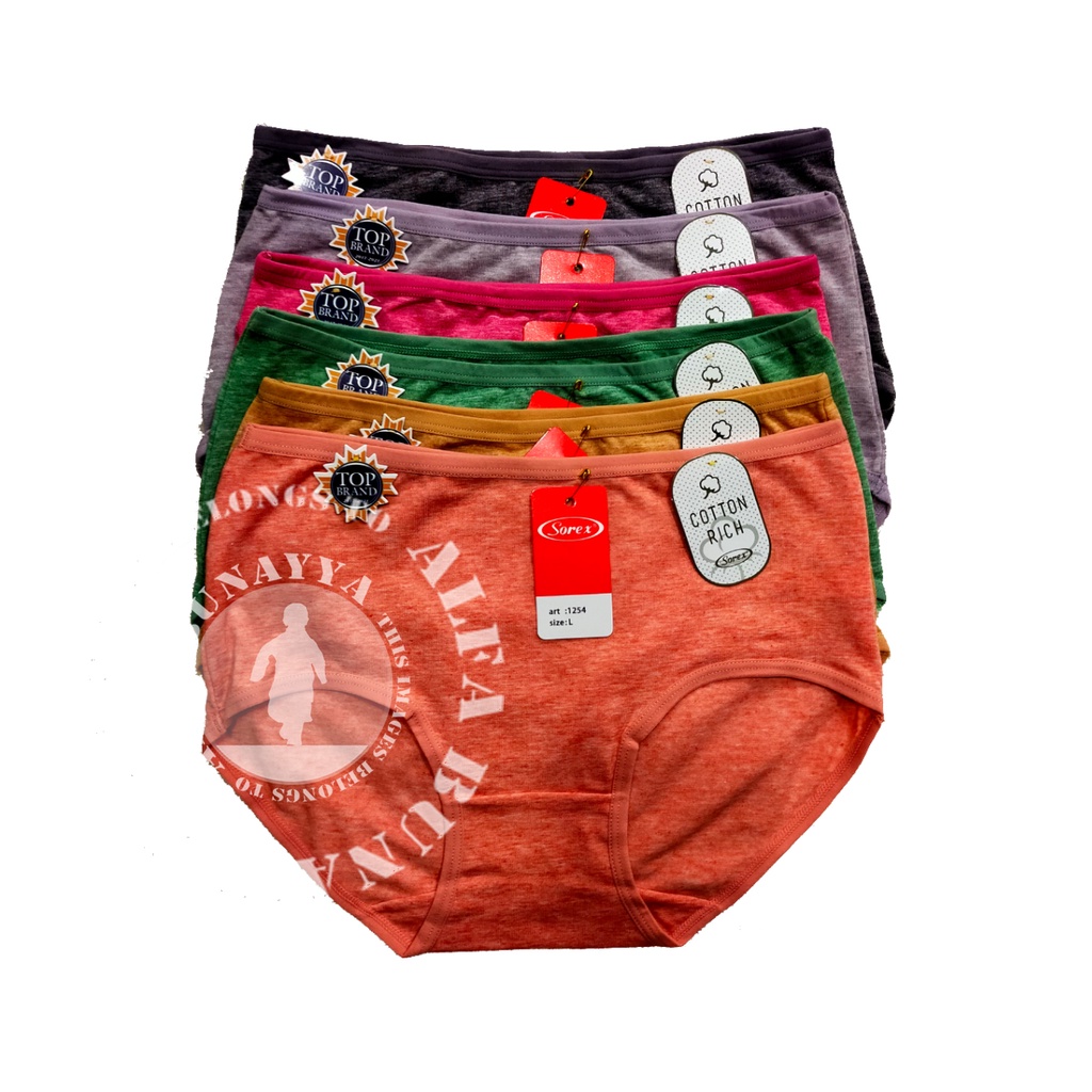 6 Pcs Celana Dalam Wanita SOREX 1254 - CD Underwear - Cutton Rich - Pakaian Dalam Wanita Katun Cotton