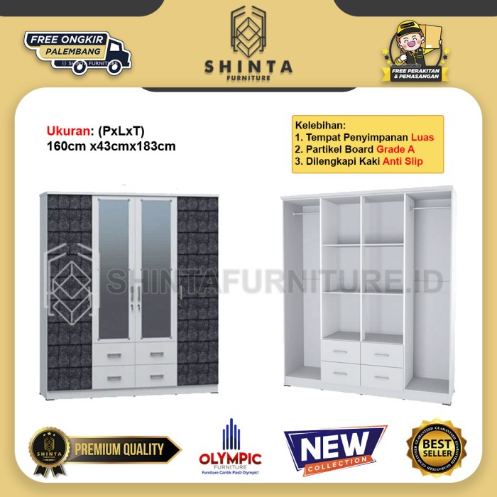 Olympic Lemari Pakaian 4 Pintu Valentin Lemari Baju 4 Pintu Minimalis