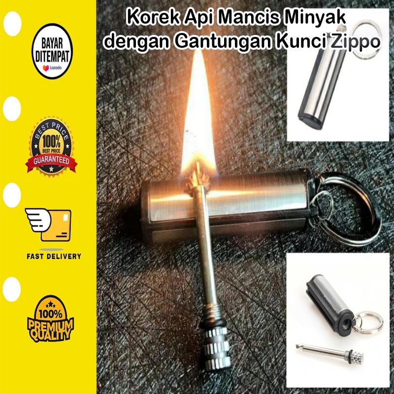 [BISA COD] Korek Api Mancis Minyak dengan Gantungan Kunci Zippo Kerosene Lighter Waterproof