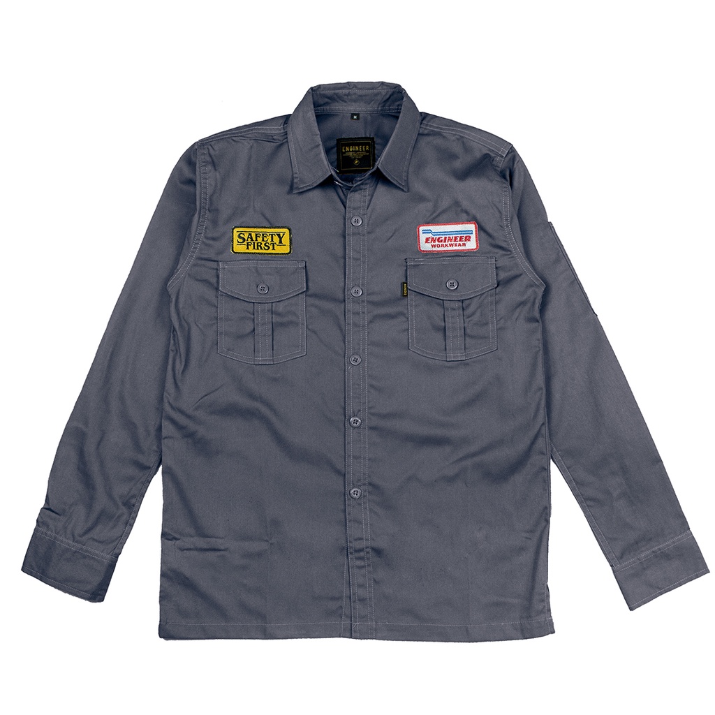 WORKSHIRT LS - SERI KEMEJA PATCH PANJANG 6 WARNA/ Baju Kerja Lapangan UNISEX by ENGINEER