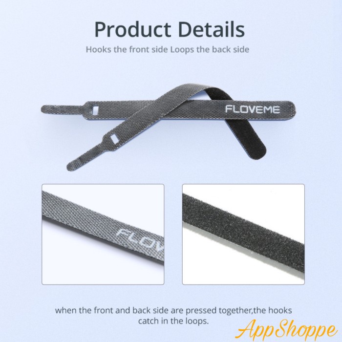 

perekat-pengikat- floveme velcro cable tie organizer 5pcs cord strap pengikat kabel isi5 -pengikat-
