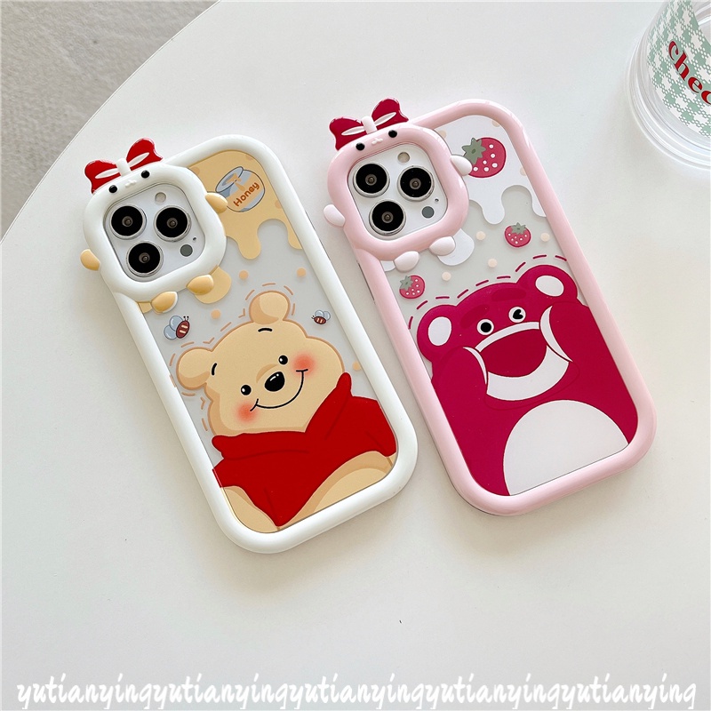 Case Desain Kartun Beruang Winnie The Pooh Strawberry Untuk VIVO Y35 Y22 Y12s Y15 Y12 Y21 Y12i Y15s Y15A Y01 Y20 Y50 Y33s Y21 Y21 Y21 Y21T Y21A Y11 Y21s Y1S Y21A Y33s