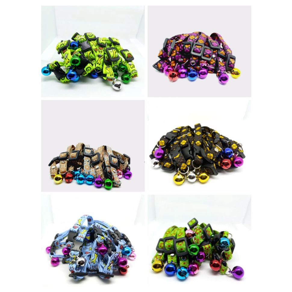 Kalung Kucing Tali Motif + Lonceng Karakter