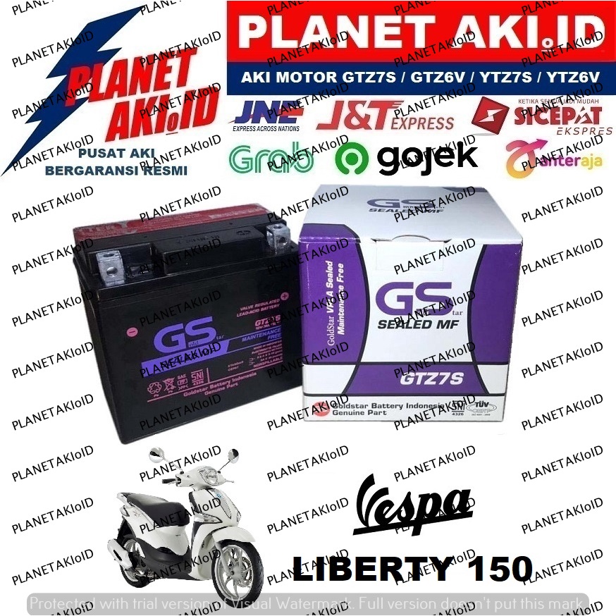 Aki Motor Vespa Piaggio Liberty 150 GTZ7S Accu Kering MF