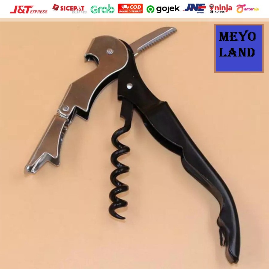 Alat Pembuka Botol ULIR KUAT BAGUS Corkscrew Red Wine Opener Kaleng Bottle Stainless Putar Screw