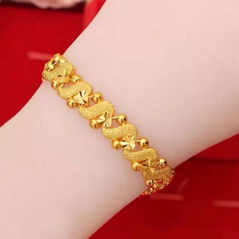 Gelang Tangan Wanita Desain Bunga Hati Untuk Pernikahan Gelang Emas 18K