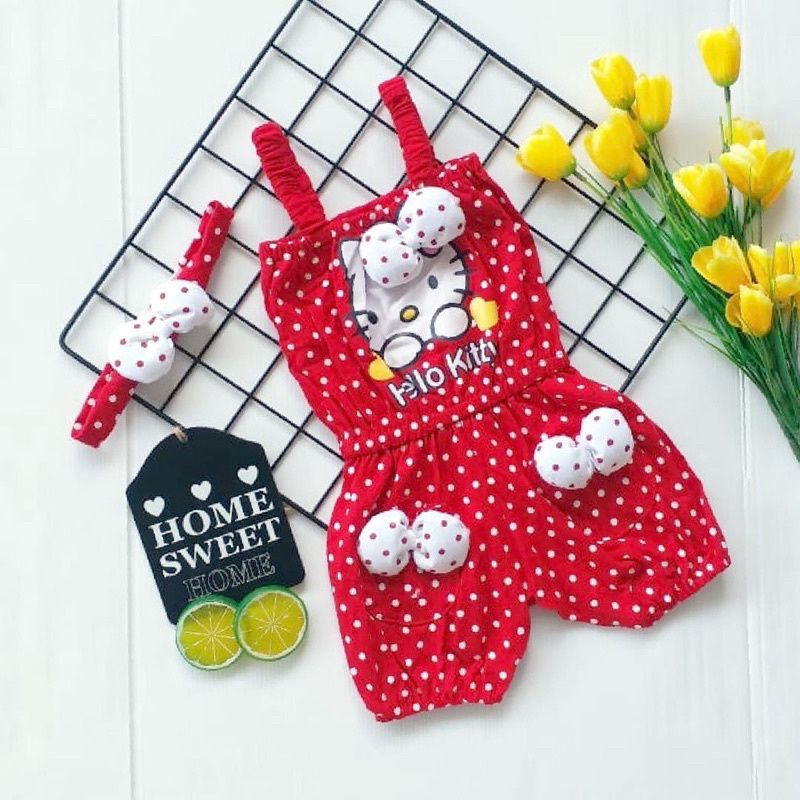 Jumper bayi 0-12 bulan / Jumper pendek bayi / jumper lucu jumpsuit bayi FELLY JUMPSUIT hellokitty / BAJU JUMPSUIT BAYI LUCU SNI / KADO LAHIRAN HAMPERS BABY GIRL