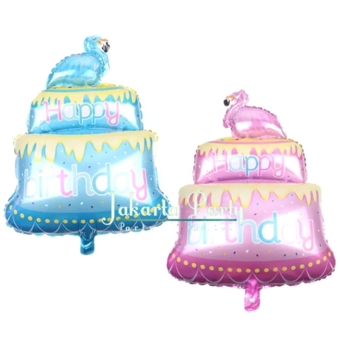 Balon Foil Cake Flamingo / Balon Karakter Cake / Balon Cake Jumbo