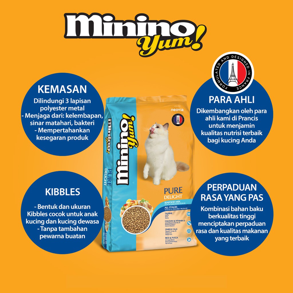 Minino Yum Seafood Mix Repack 800Gram Makanan Kucing Catfood