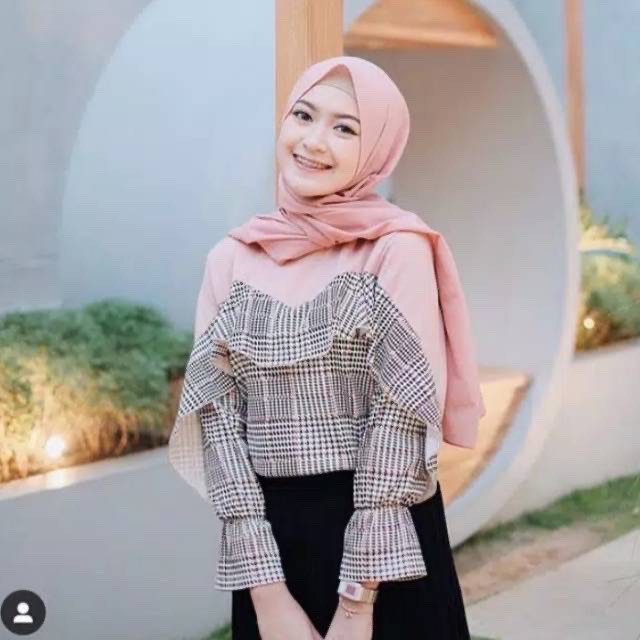 Sabrina blouse tartan / blouse Sabrina / blouse murah / blouse kekinian