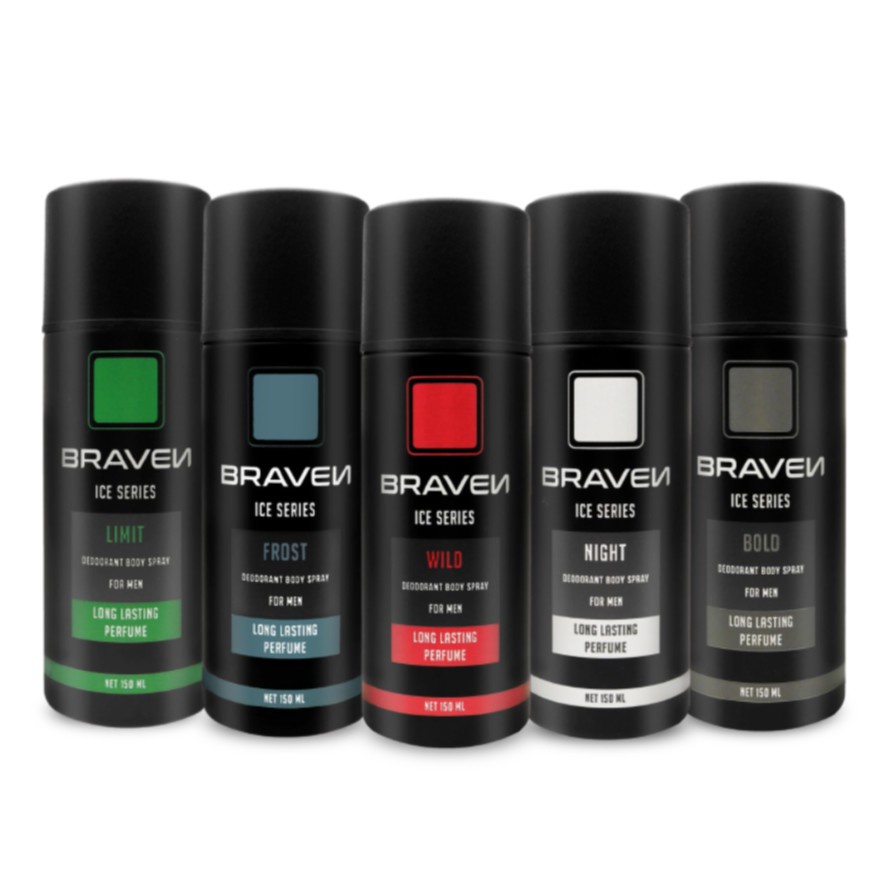 ⭐BAGUS⭐ BRAVEN ICE  / PILOT SERIES MEN DEODORANT BODY SPRAY 150ml - Deodoran Pria