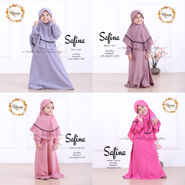 SAFINA syari set kids gamis jilbab anak set syari kanza