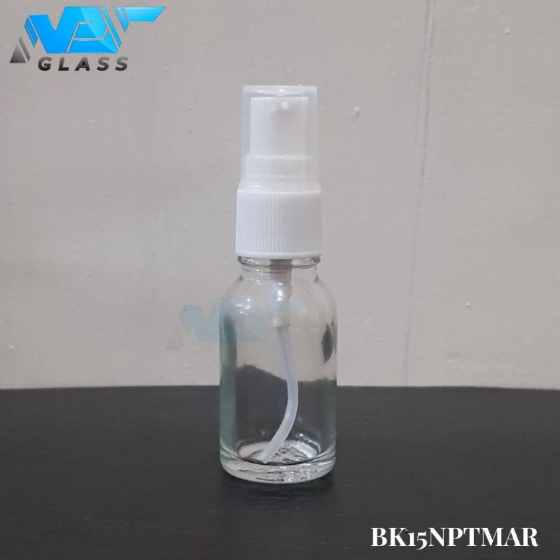 botol pump treatment 15ml kaca bening tebal