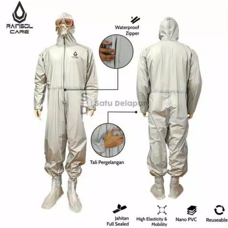 APD Rainsol jas hujan/hazmat 100 persen kedap air